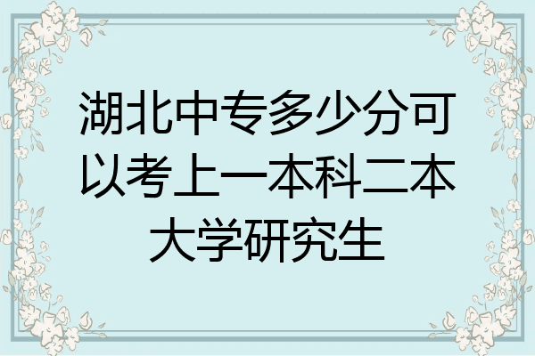 湖北中专多少分可以考上一本科二本大学研究生