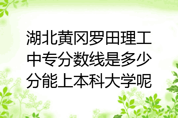 湖北黄冈罗田理工中专分数线是多少分能上本科大学呢