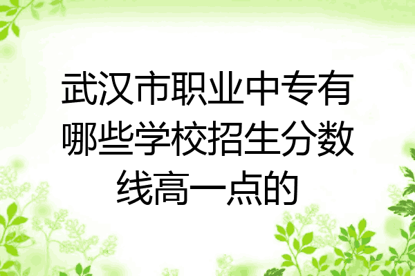 武汉市职业中专有哪些学校招生分数线高一点的