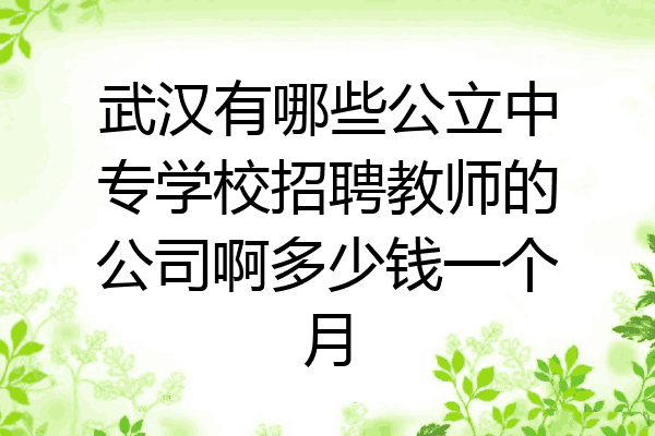 武汉有哪些公立中专学校招聘教师的公司啊多少钱一个月