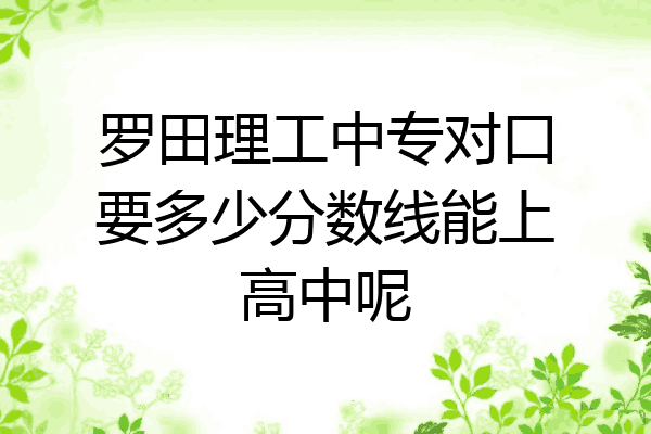 罗田理工中专对口要多少分数线能上高中呢