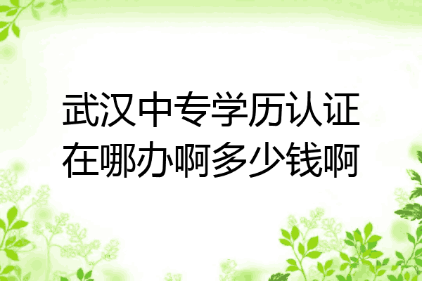 武汉中专学历认证在哪办啊多少钱啊