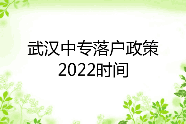 武汉中专落户政策2022时间