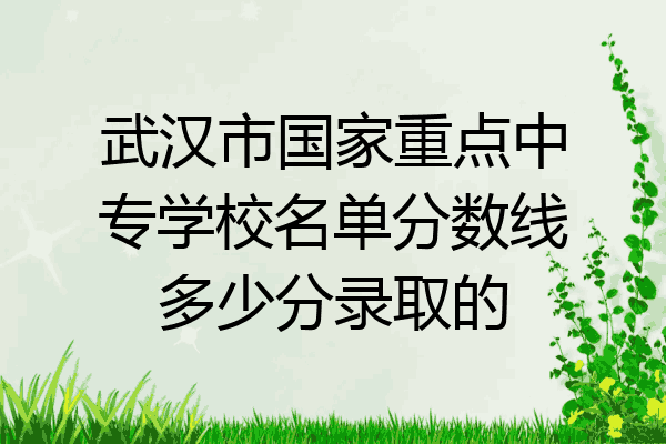 武汉市国家重点中专学校名单分数线多少分录取的