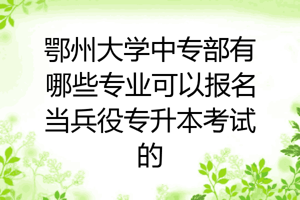 鄂州大学中专部有哪些专业可以报名当兵役专升本考试的
