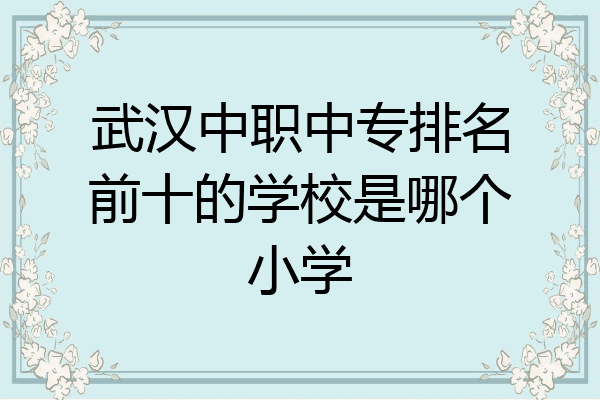 武汉中职中专排名前十的学校是哪个小学
