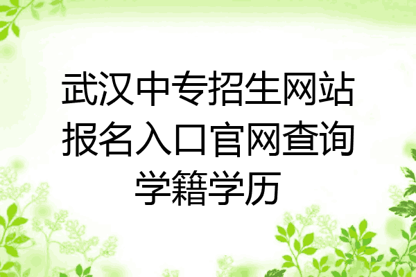 武汉中专招生网站报名入口官网查询学籍学历