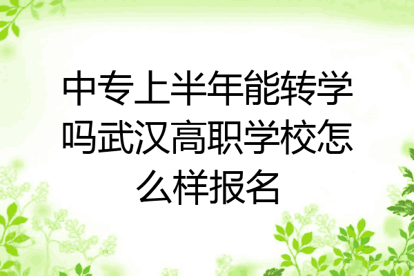 中专上半年能转学吗武汉高职学校怎么样报名