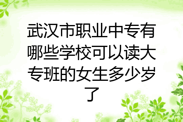 武汉市职业中专有哪些学校可以读大专班的女生多少岁了
