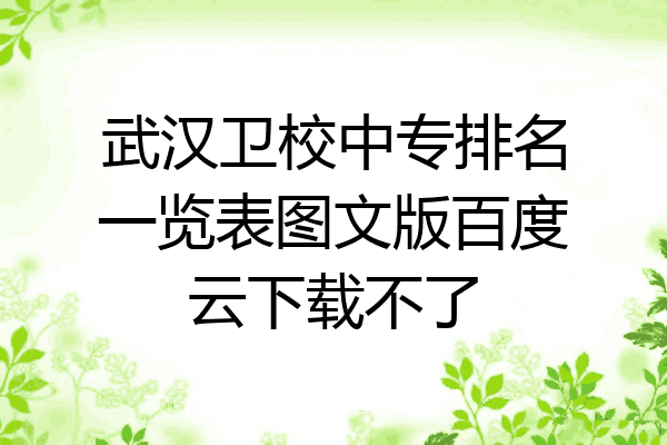 武汉卫校中专排名一览表图文版百度云下载不了