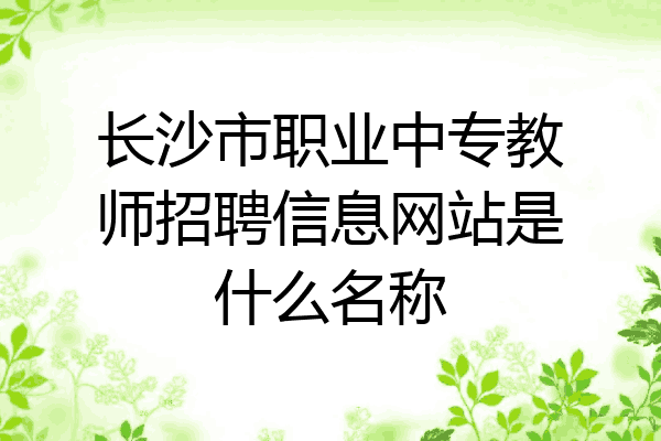 长沙市职业中专教师招聘信息网站是什么名称