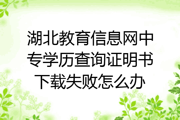 湖北教育信息网中专学历查询证明书下载失败怎么办