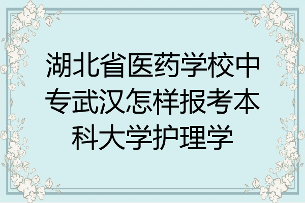 湖北省医药学校中专武汉怎样报考本科大学护理学