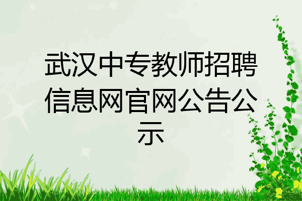 武汉中专教师招聘信息网官网公告公示