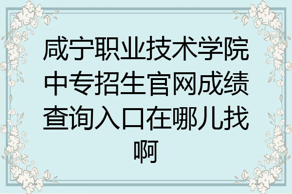 咸宁职业技术学院中专招生官网成绩查询入口在哪儿找啊