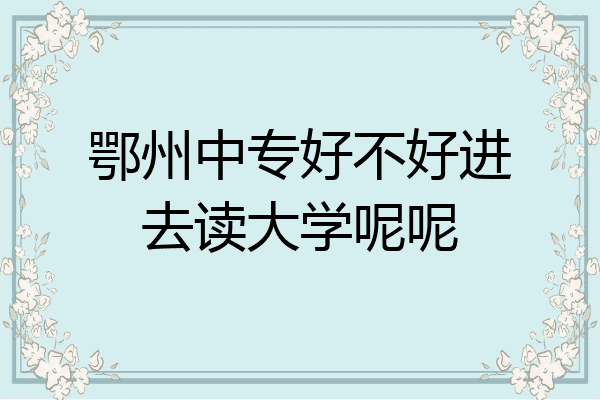 鄂州中专好不好进去读大学呢呢