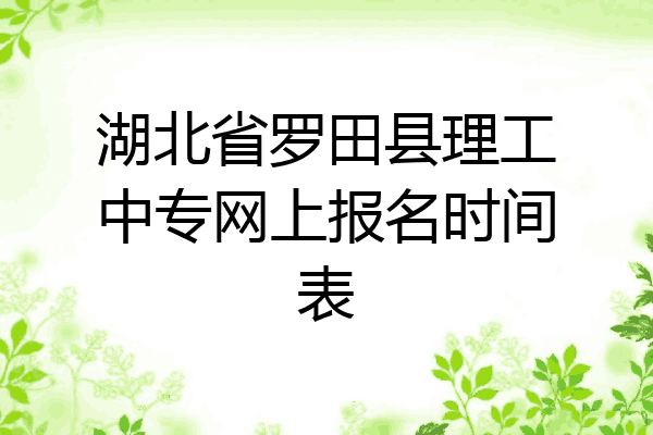 湖北省罗田县理工中专网上报名时间表