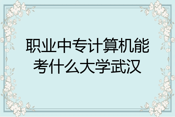 职业中专计算机能考什么大学武汉