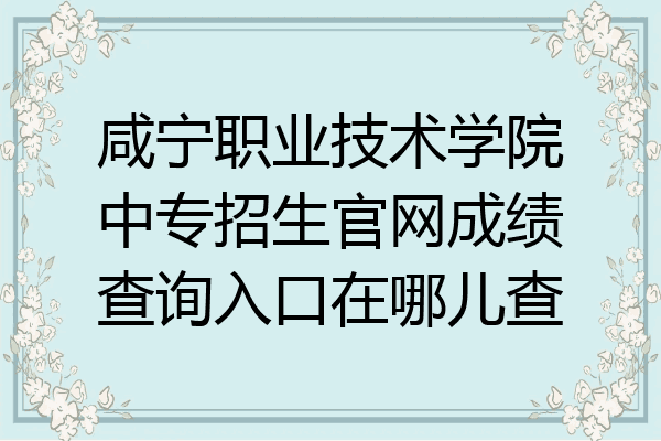 咸宁职业技术学院中专招生官网成绩查询入口在哪儿查