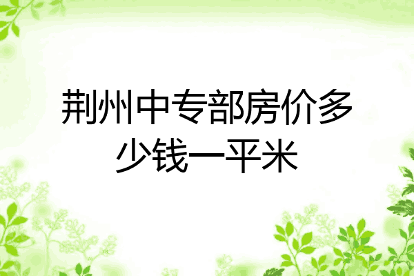 荆州中专部房价多少钱一平米