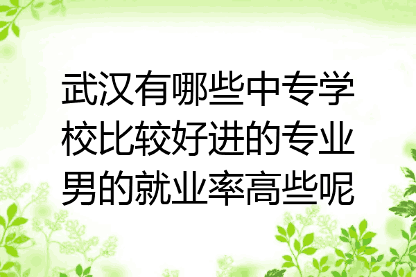 武汉有哪些中专学校比较好进的专业男的就业率高些呢