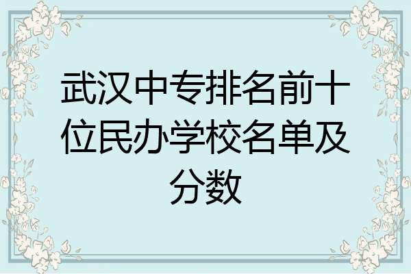 武汉中专排名前十位民办学校名单及分数