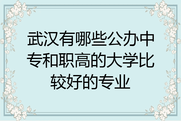 武汉有哪些公办中专和职高的大学比较好的专业
