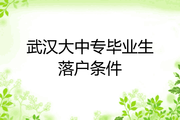 武汉大中专毕业生落户条件