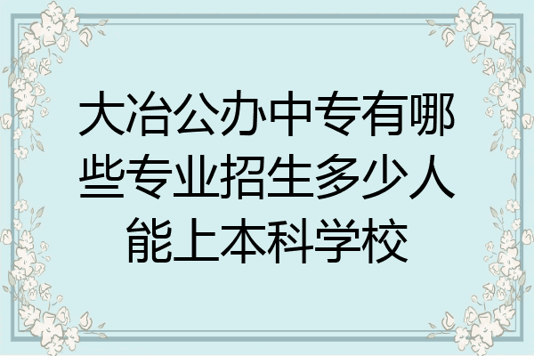 大冶公办中专有哪些专业招生多少人能上本科学校