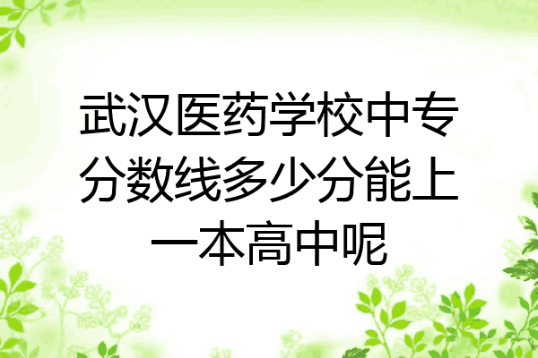 武汉医药学校中专分数线多少分能上一本高中呢