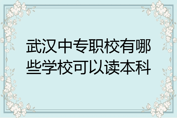 武汉中专职校有哪些学校可以读本科
