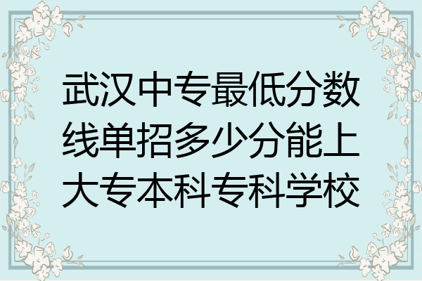 武汉中专最低分数线单招多少分能上大专本科专科学校