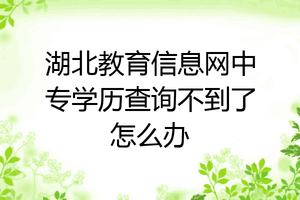 湖北教育信息网中专学历查询不到了怎么办