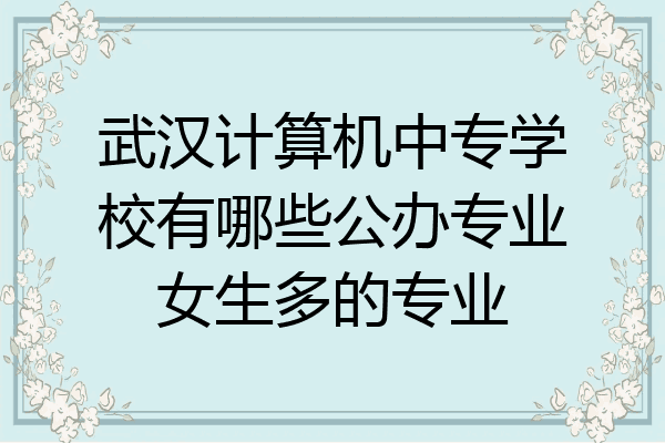 武汉计算机中专学校有哪些公办专业女生多的专业