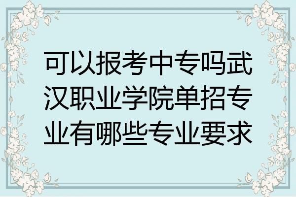 可以报考中专吗武汉职业学院单招专业有哪些专业要求