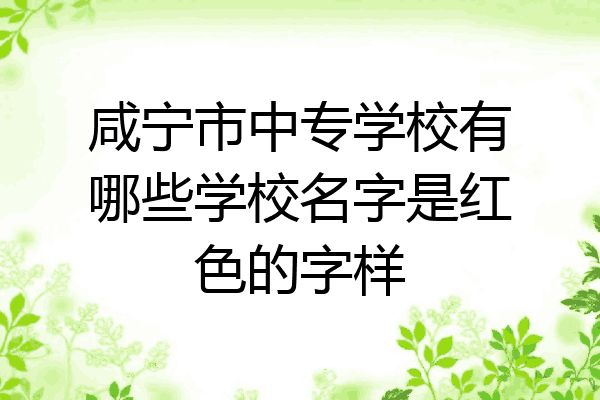 咸宁市中专学校有哪些学校名字是红色的字样