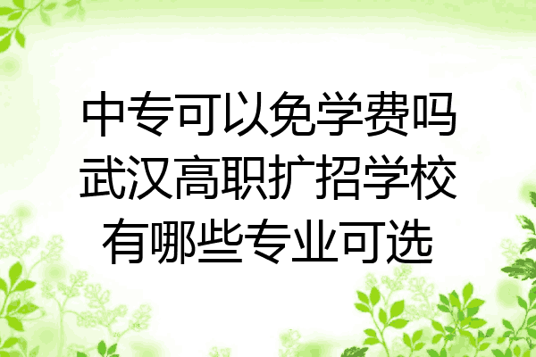 中专可以免学费吗武汉高职扩招学校有哪些专业可选