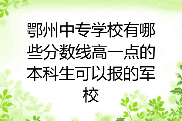 鄂州中专学校有哪些分数线高一点的本科生可以报的军校