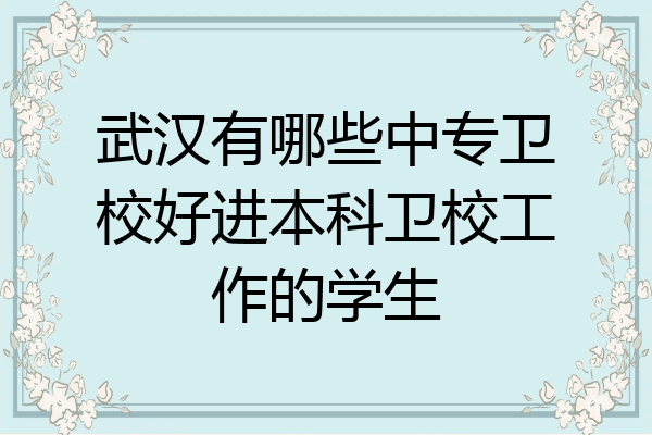 武汉有哪些中专卫校好进本科卫校工作的学生