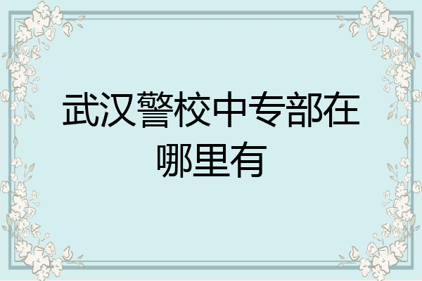 武汉警校中专部在哪里有