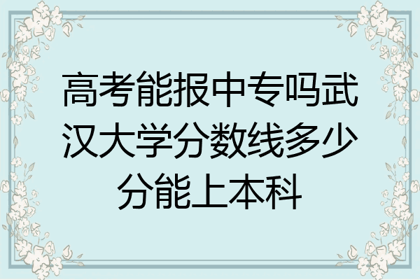 高考能报中专吗武汉大学分数线多少分能上本科