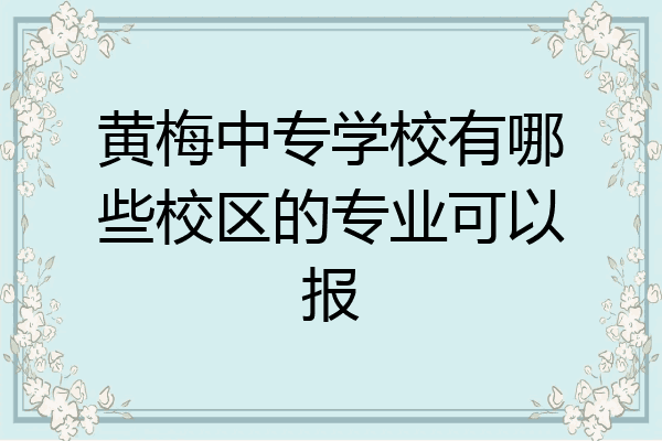 黄梅中专学校有哪些校区的专业可以报