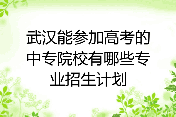 武汉能参加高考的中专院校有哪些专业招生计划