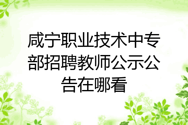 咸宁职业技术中专部招聘教师公示公告在哪看