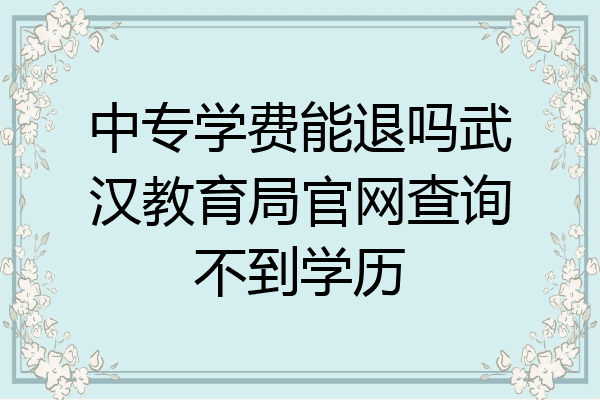 中专学费能退吗武汉教育局官网查询不到学历