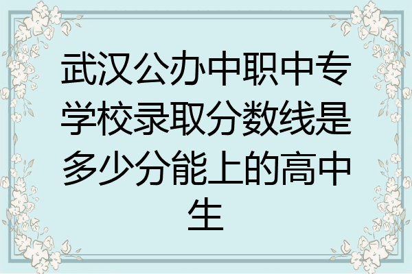 武汉公办中职中专学校录取分数线是多少分能上的高中生