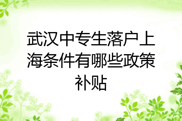 武汉中专生落户上海条件有哪些政策补贴