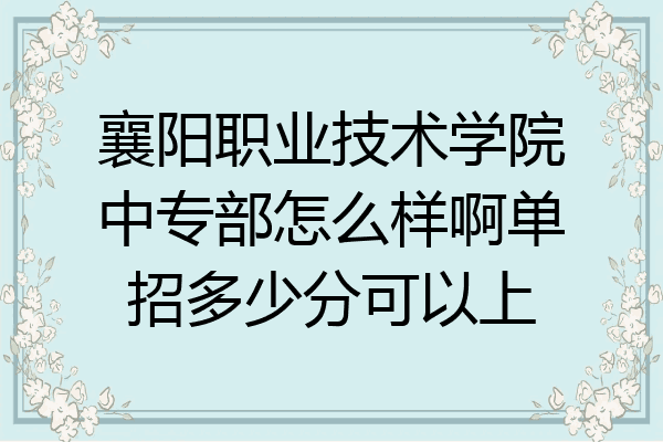 襄阳职业技术学院中专部怎么样啊单招多少分可以上