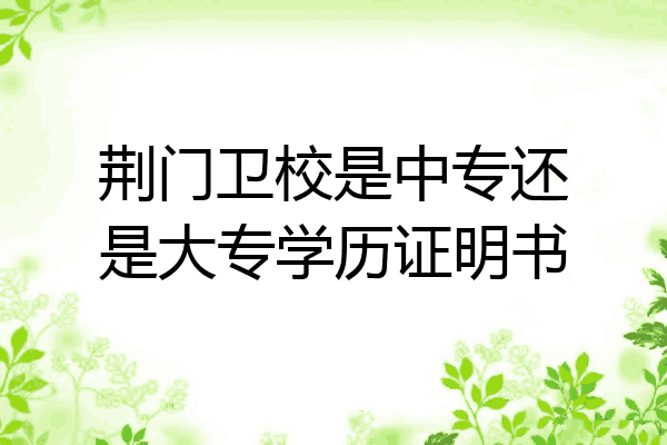 荆门卫校是中专还是大专学历证明书