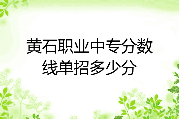 黄石职业中专分数线单招多少分